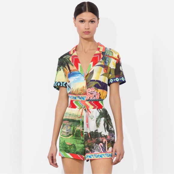 Alice + Olivia Island Dreams Leighton Pajama Romper - Picture 1 of 6